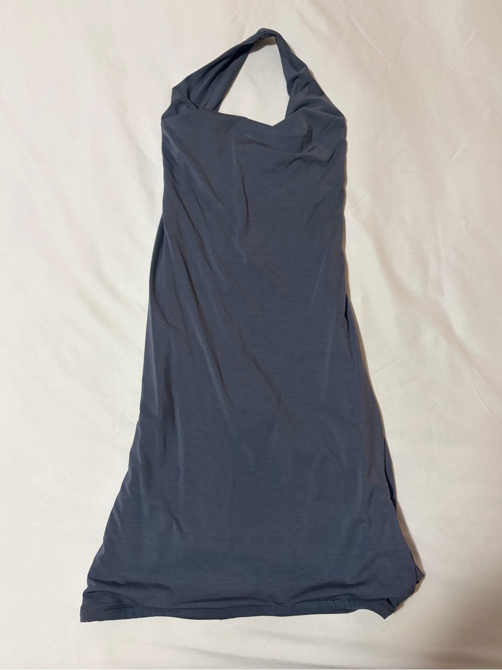 Sleeveless Cowl Halter Top in Slate Blue